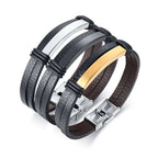 Personalized leather bracelet for men – Stainless Steel Wristband - Hadi Craft