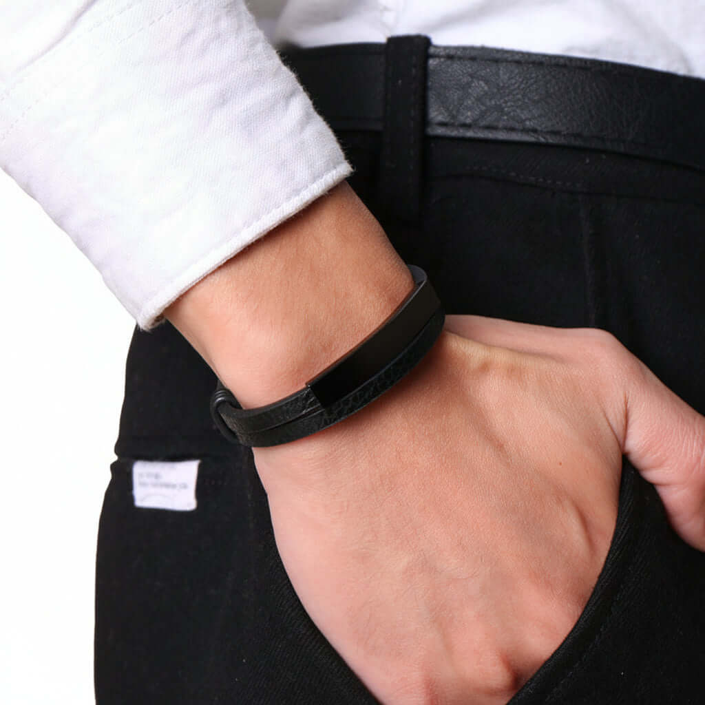 Personalized leather bracelet for men – Stainless Steel Wristband - Hadi Craft