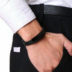 Personalized leather bracelet for men – Stainless Steel Wristband - Hadi Craft