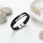 Personalized leather bracelet for men – Stainless Steel Wristband - Hadi Craft