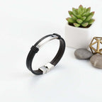 Personalized leather bracelet for men – Stainless Steel Wristband - Hadi Craft