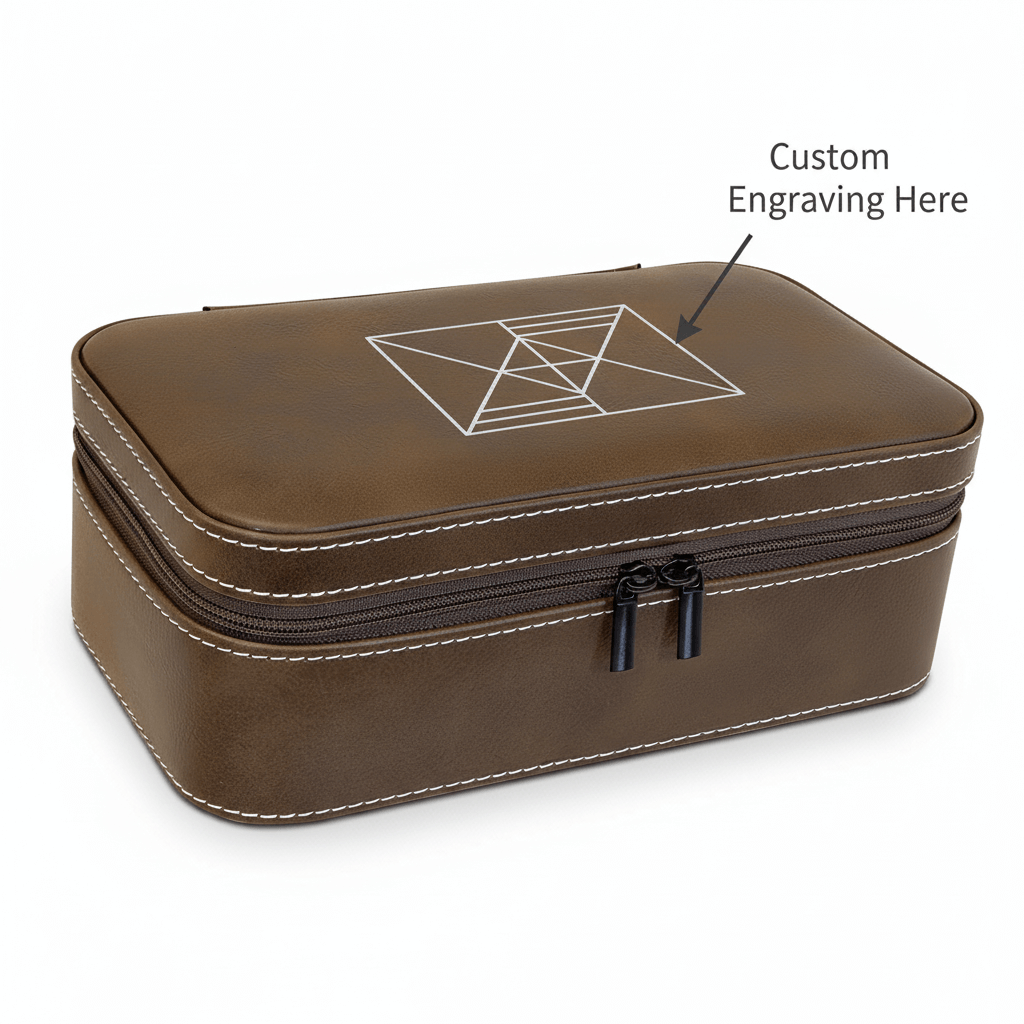 Personalized leather travel jewelry box Laserable Leatherette - Hadi Craft