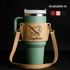 Personalized leather tumbler carrier 40oz Stanley Tumbler - Hadi Craft