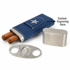 Personalized leatherette cigar case with Cutter Personalized Engraving - Hadi Craft