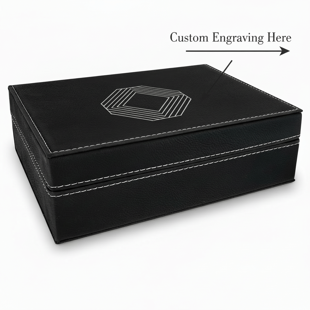Personalized leatherette gift box Laserable Leatherette Gift Box - Hadi Craft