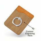 Personalized leatherette phone wallet with Silver Ring – Personalized Engraving - Hadi Craft