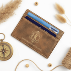 Personalized leatherette wallet clip with Personalized Engraving - Hadi Craft