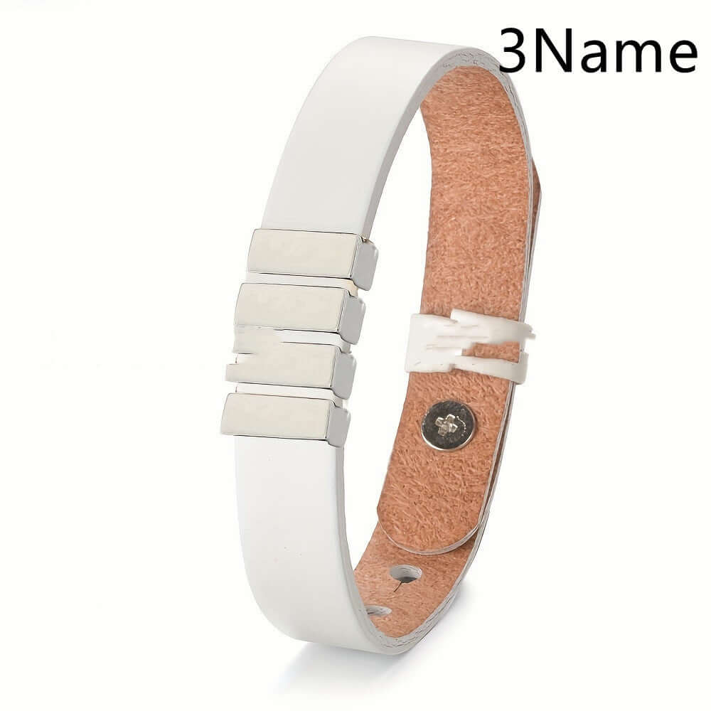 Personalized men's family name bracelet –Leather Bracelet - Hadi Craft