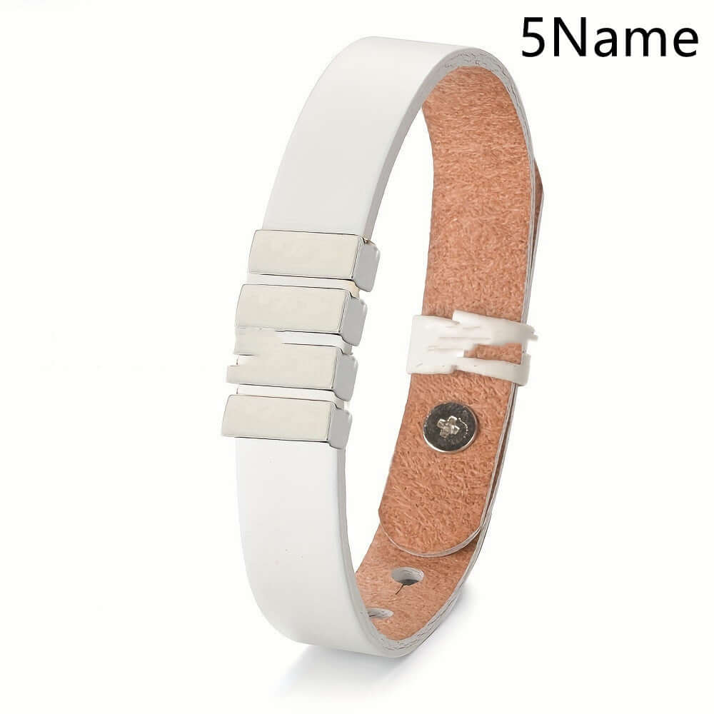 Personalized men's family name bracelet –Leather Bracelet - Hadi Craft