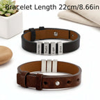 Personalized men's family name bracelet –Leather Bracelet - Hadi Craft