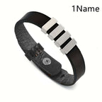 Personalized men's family name bracelet –Leather Bracelet - Hadi Craft