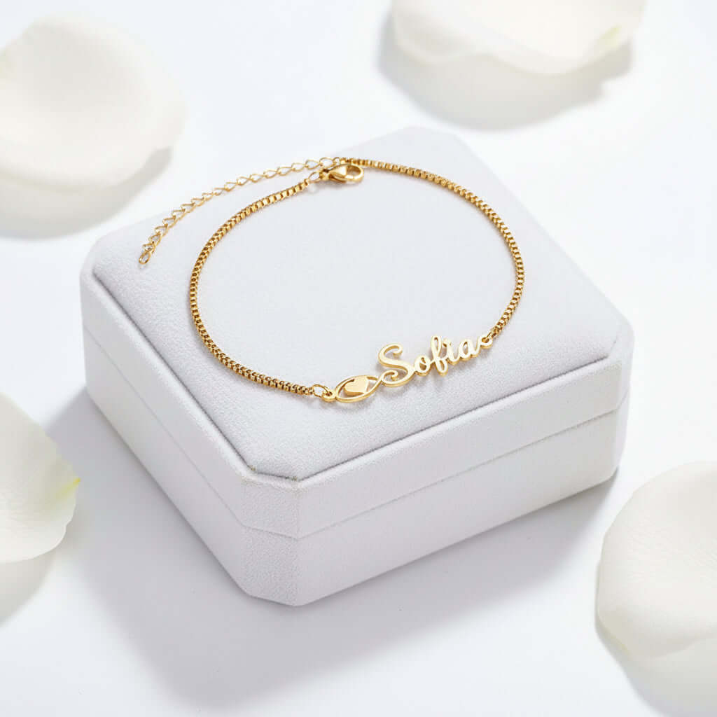 Personalized stainless steel letter bracelet Custom Initial Jewelry - Hadi Craft
