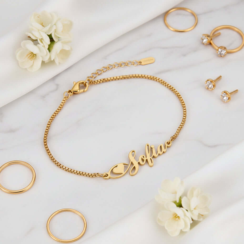 Personalized stainless steel letter bracelet Custom Initial Jewelry - Hadi Craft