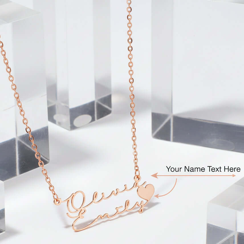 Personalized stainless steel name necklace Double Layer Letter Pendant - Hadi Craft