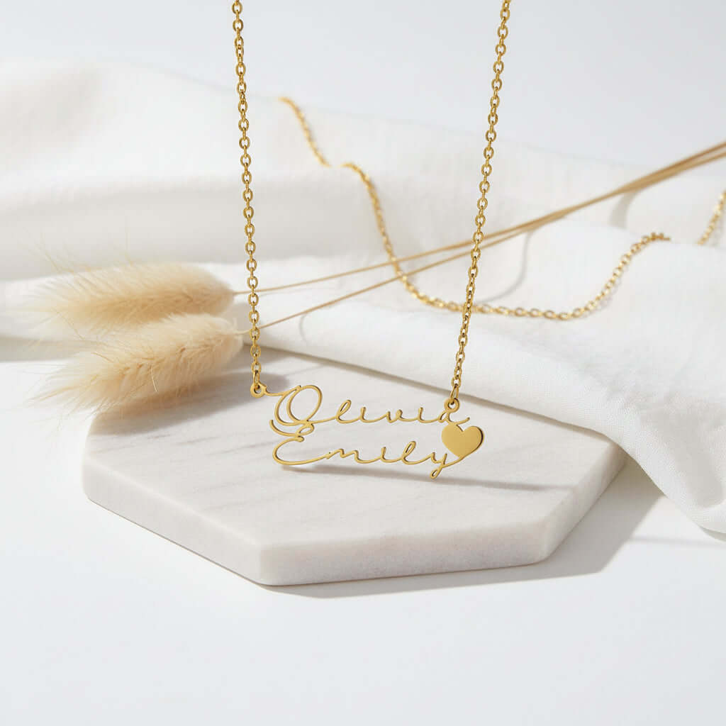 Personalized stainless steel name necklace Double Layer Letter Pendant - Hadi Craft