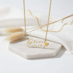 Personalized stainless steel name necklace Double Layer Letter Pendant - Hadi Craft