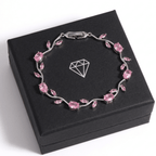 Pink Zircon Copper Bracelet – Elegant Platinum Finish Women’s Jewelry Gift - Hadi Craft