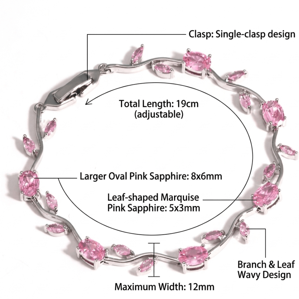 Pink Zircon Copper Bracelet – Elegant Platinum Finish Women’s Jewelry Gift - Hadi Craft