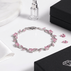 Pink Zircon Copper Bracelet – Elegant Platinum Finish Women’s Jewelry Gift - Hadi Craft