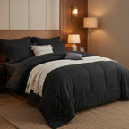 Queen 7 piece comforter set, Stylish solid geometry Comforter & Sheet - Hadi Craft