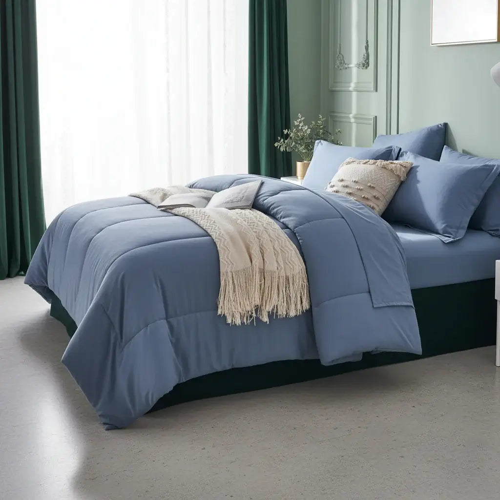 Queen 7 piece comforter set, Stylish solid geometry Comforter & Sheet - Hadi Craft