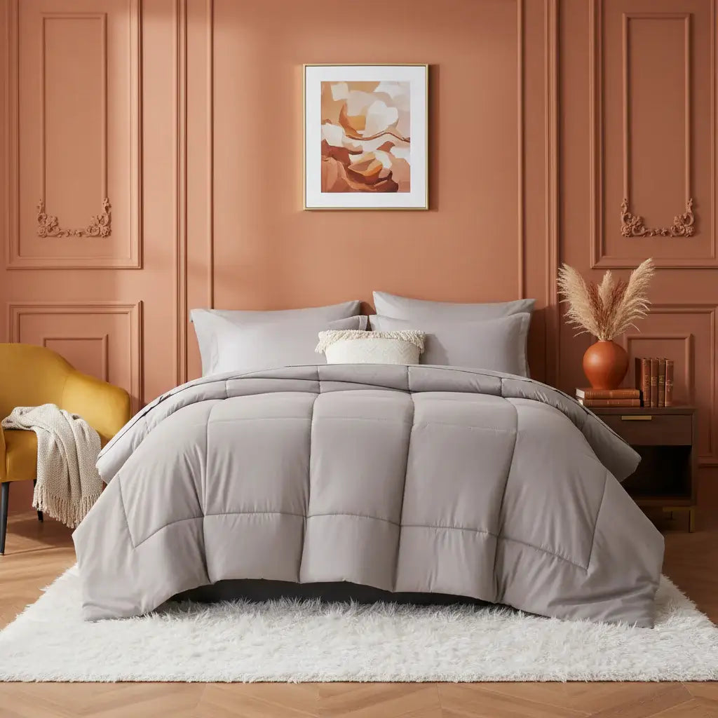 Queen 7 piece comforter set, Stylish solid geometry Comforter & Sheet - Hadi Craft