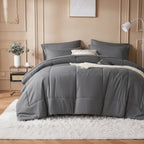 Queen 7 piece comforter set, Stylish solid geometry Comforter & Sheet - Hadi Craft