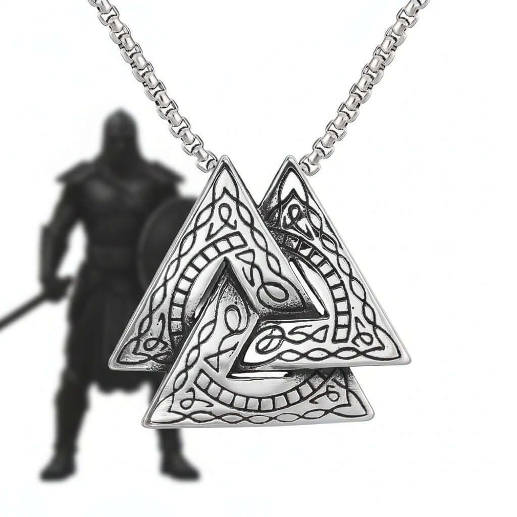 Retro Viking Triangle Necklace – Stainless Steel Pendant Chain for Men & Women - Hadi Craft