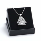 Retro Viking Triangle Necklace – Stainless Steel Pendant Chain for Men & Women - Hadi Craft