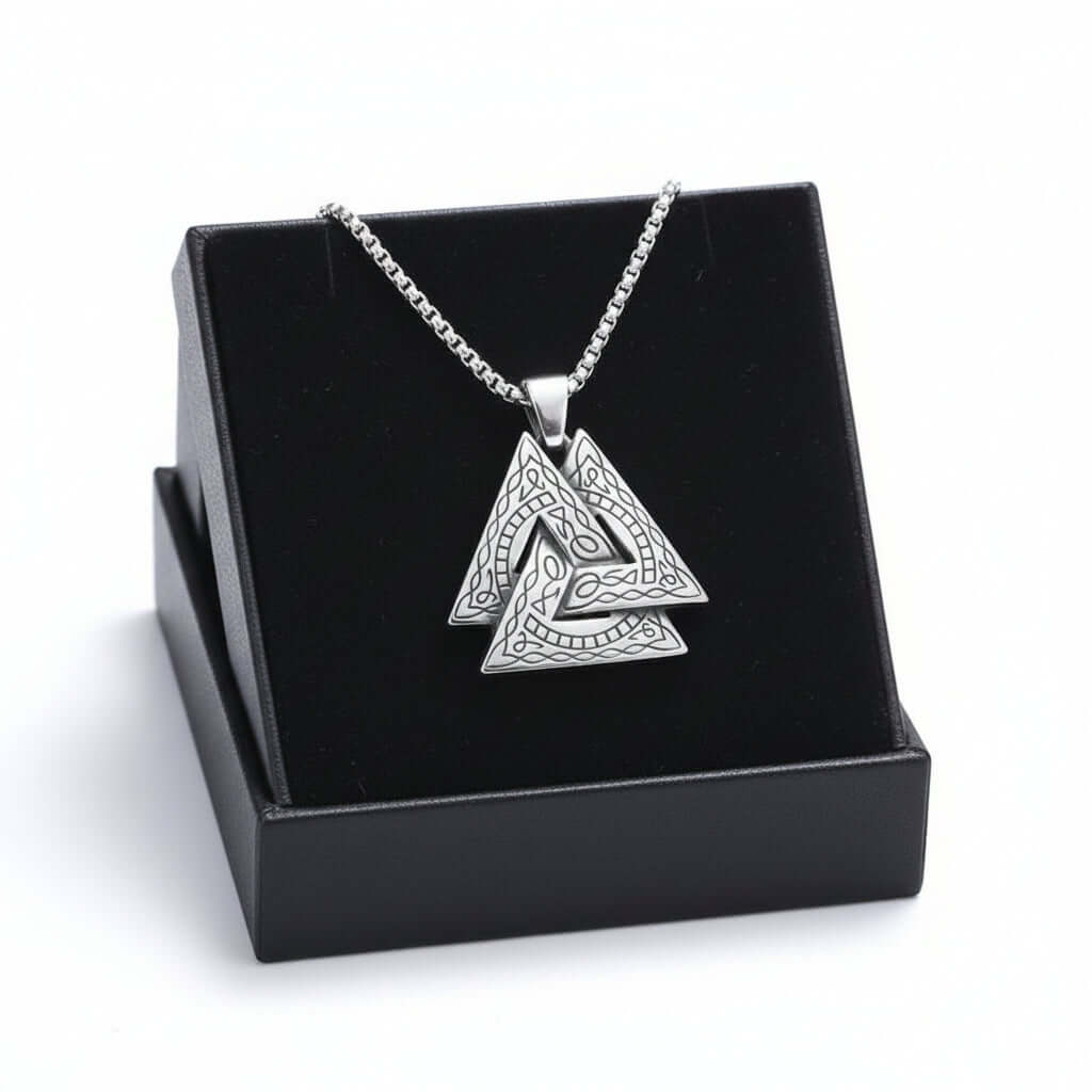 Retro Viking Triangle Necklace – Stainless Steel Pendant Chain for Men & Women - Hadi Craft