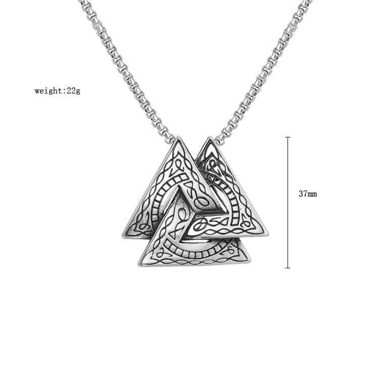 Retro Viking Triangle Necklace – Stainless Steel Pendant Chain for Men & Women - Hadi Craft