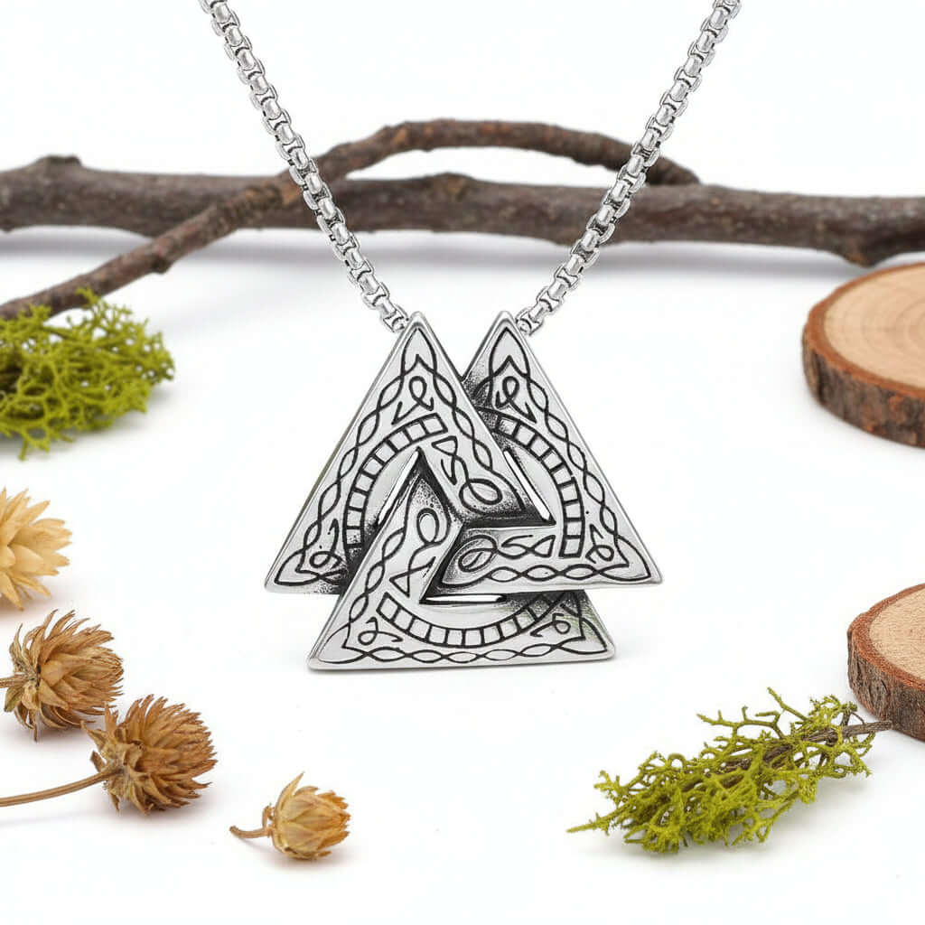 Retro Viking Triangle Necklace – Stainless Steel Pendant Chain for Men & Women - Hadi Craft