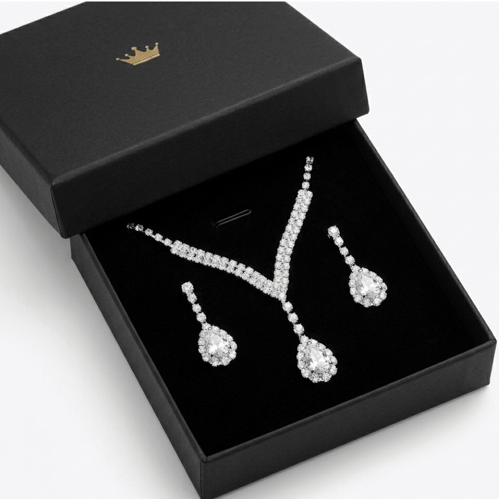 Rhinestone Claw Chain Jewelry Set – Elegant Crystal Necklace & Earrings for Women - Hadi Craft