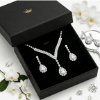 Rhinestone Claw Chain Jewelry Set – Elegant Crystal Necklace & Earrings for Women - Hadi Craft