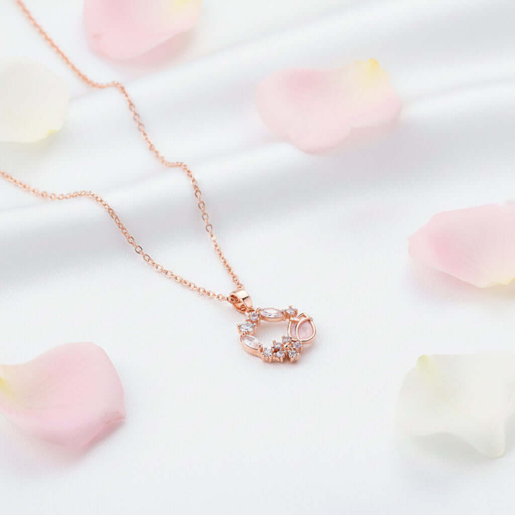 Rose gold tulip zircon necklace – Pendant for Women - Hadi Craft