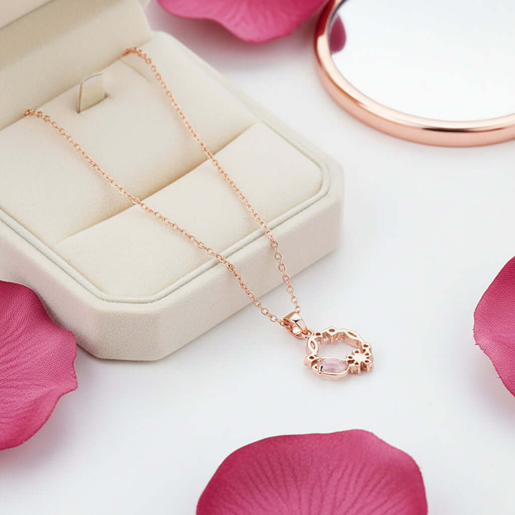 Rose gold tulip zircon necklace – Pendant for Women - Hadi Craft