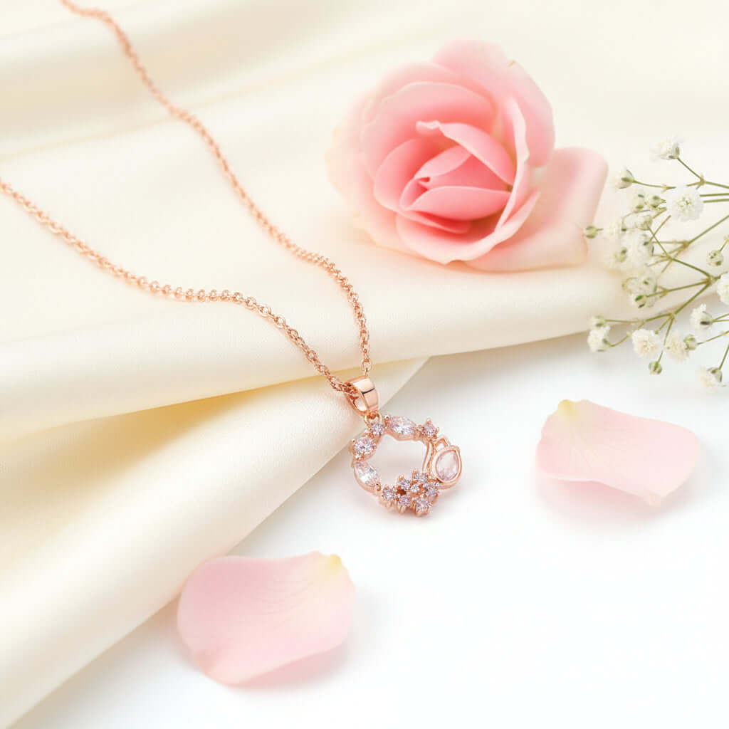 Rose gold tulip zircon necklace – Pendant for Women - Hadi Craft