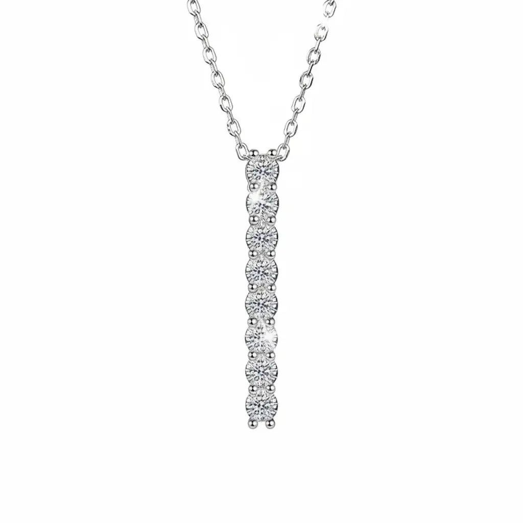Round brilliant cut moissanite necklace Necklace Clavicle Chain S925 - Hadi Craft
