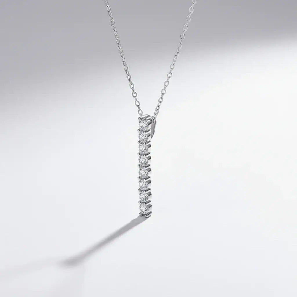 Round brilliant cut moissanite necklace Necklace Clavicle Chain S925 - Hadi Craft