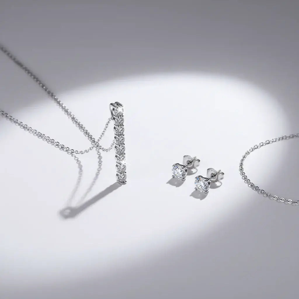 Round brilliant cut moissanite necklace Necklace Clavicle Chain S925 - Hadi Craft