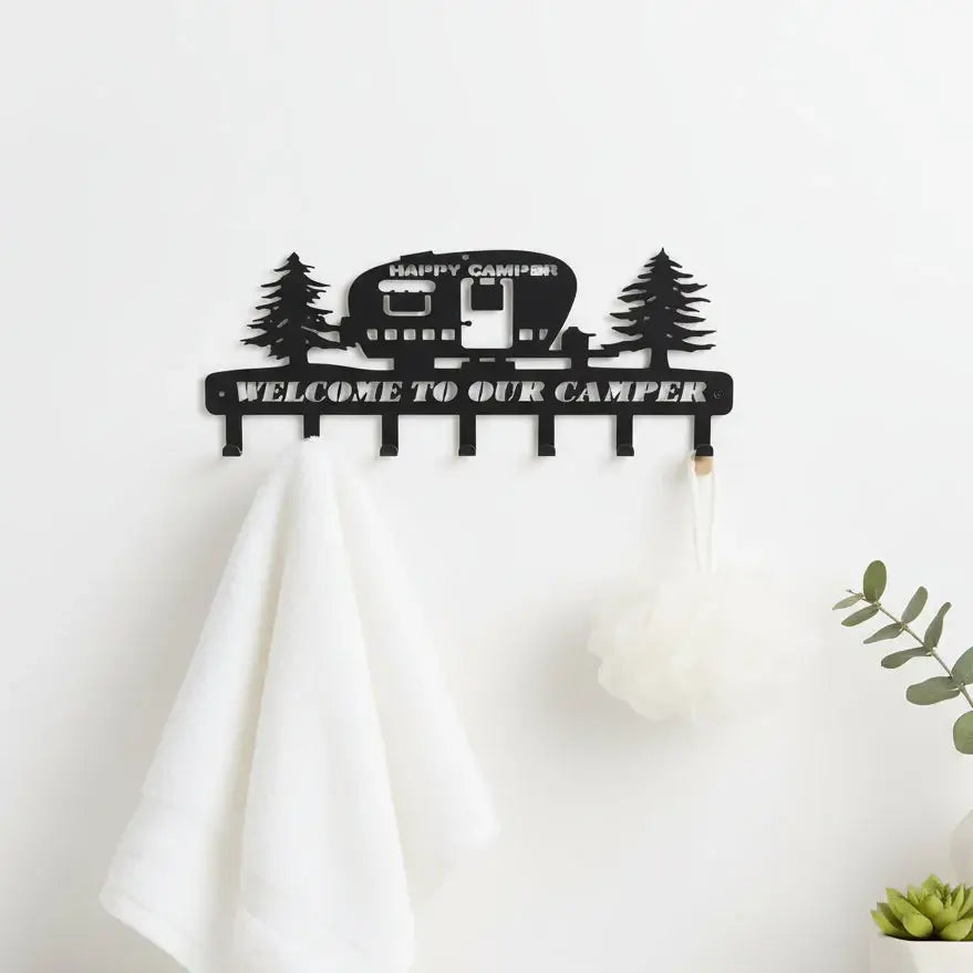 Rustic Pine Tree Wall Hooks Heavy Duty Iron Coat Key Rack Entryway Organizer - Hadi Craft