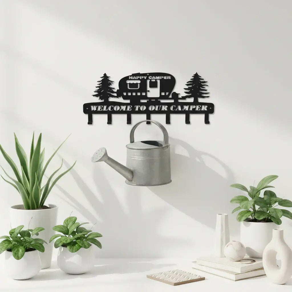 Rustic Pine Tree Wall Hooks Heavy Duty Iron Coat Key Rack Entryway Organizer - Hadi Craft