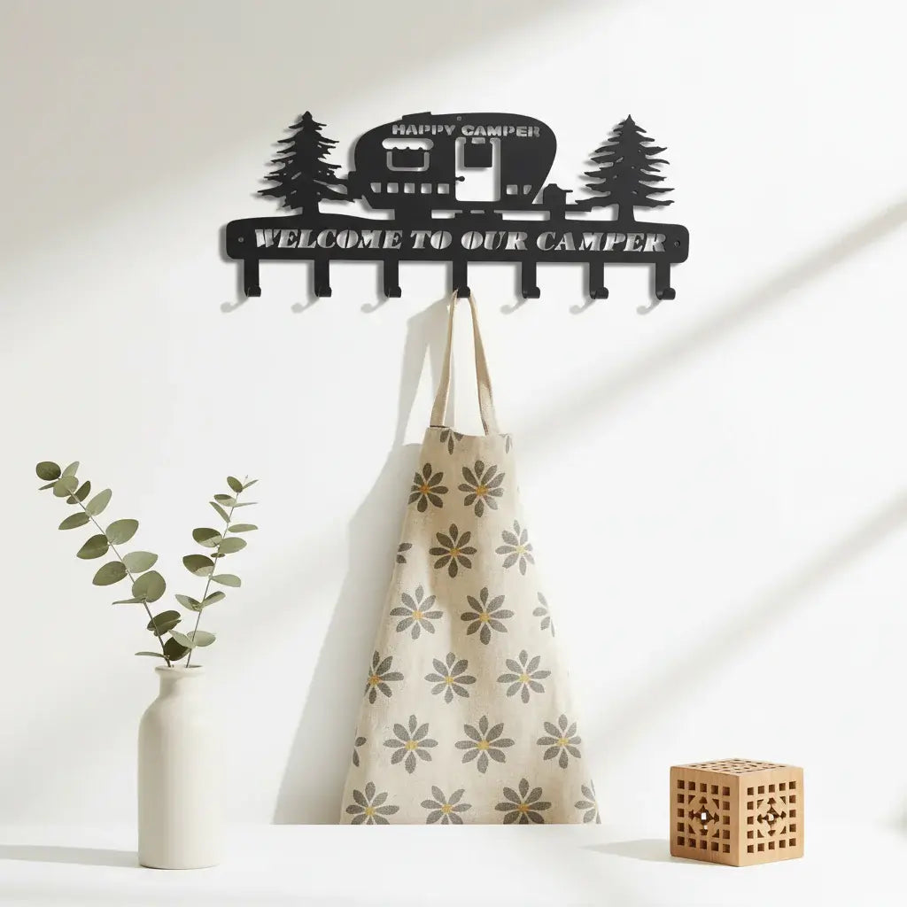 Rustic Pine Tree Wall Hooks Heavy Duty Iron Coat Key Rack Entryway Organizer - Hadi Craft