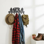Rustic Pine Tree Wall Hooks Heavy Duty Iron Coat Key Rack Entryway Organizer - Hadi Craft