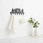 Rustic Pine Tree Wall Hooks Heavy Duty Iron Coat Key Rack Entryway Organizer - Hadi Craft