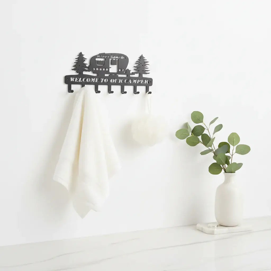 Rustic Pine Tree Wall Hooks Heavy Duty Iron Coat Key Rack Entryway Organizer - Hadi Craft