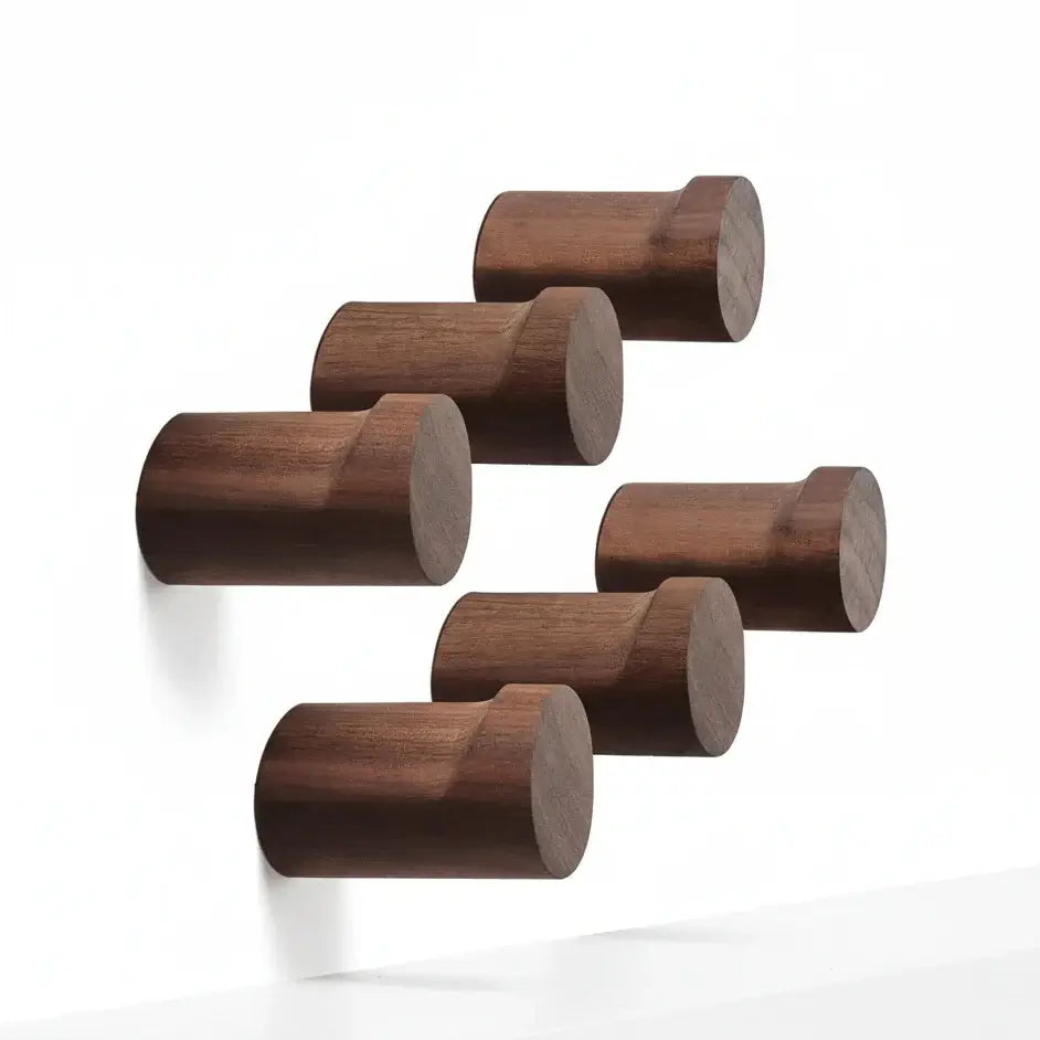 Rustic wood wall hooks 6 Pack Natural Wooden Coat Hooks Wall Mounted - Hadi Craft