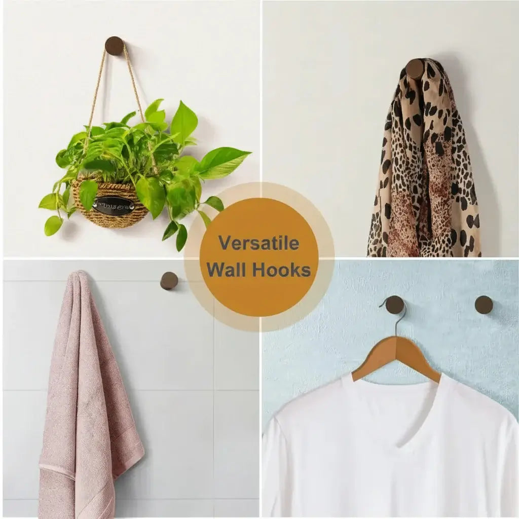 Rustic wood wall hooks 6 Pack Natural Wooden Coat Hooks Wall Mounted - Hadi Craft