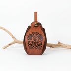 adjustable PU leather chest harness bag with Viking design