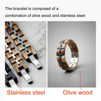 Zebra Patterned Olive Wood bracelet with Gift Box Set